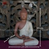 Tượng Thích Ca Mâu Ni ngồi áo xám gốm sứ nâu cao 30cm