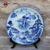 Đĩa cảnh sơn thủy họa tiết vẽ tay đường kính 72cm | quà tặng cao cấp