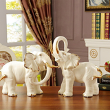 Tượng voi bằng gốm sứ trắng cao 31cm - 36cm