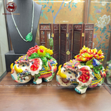Tượng Voi gốm sứ đắp nổi men rạn cao 16cm