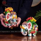 Tượng Voi gốm sứ đắp nổi men rạn cao 16cm