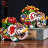 Tượng Voi gốm sứ đắp nổi men rạn cao 16cm