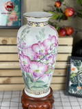 Lọ hoa họa tiết hoa lan tím hồ điệp 3D kích thước 56cm