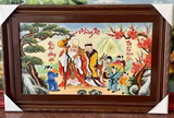 Tranh gốm sứ Bát Tràng vẽ mừng thọ ông bà kích thước 90 cm x 60cm