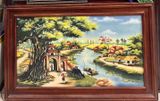 Tranh sứ Bát Tràng phong cảnh đồng quê kích thước 127x78cm