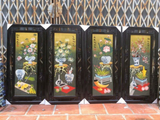 Tranh tứ quý gốm Bát Tràng họa tiết tứ bình men màu vẽ kĩ kích thước 100cm x 48cm | Quà Tặng Bố tranh gốm tứ quý