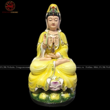 Tượng Quan Âm Bồ Tát bằng sứ sơn vàng kích thước 40cm | Quà Tặng Phong Thủy Tượng Quan Âm