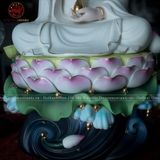 Tượng Quan Âm ngồi đài sen men sứ mờ kích thước 52cm | Quà Tặng Phong Thủy Tượng Quan Âm