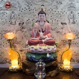 Tượng Quan Âm bằng sứ mờ cao cấp ngồi đài sen kích thước 40cm | Quà Tặng Phong Thủy Tượng Quan Âm