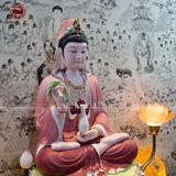 Tượng Quan Âm bằng sứ mờ cao cấp ngồi đài sen kích thước 40cm | Quà Tặng Phong Thủy Tượng Quan Âm