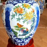 Bảo bình tứ cảnh công đào phúc đức vẹn toàn men lam kích thước cao 70cm vẽ tay