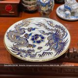 Bộ Đồ Thờ Bát Tràng Rồng nổi vàng kim men lam cao 60cm | Bộ Thờ Cúng Gia Tiên Bát Tràng