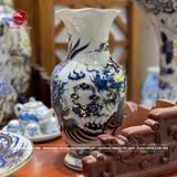 Bộ Đồ Thờ Bát Tràng Rồng nổi vàng kim men lam cao 60cm | Bộ Thờ Cúng Gia Tiên Bát Tràng
