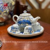Bộ Đồ Thờ Bát Tràng Rồng nổi vàng kim men lam cao 60cm | Bộ Thờ Cúng Gia Tiên Bát Tràng