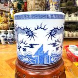 Bát hương song long chầu nguyệt men sứ dong cổ đường kính 30cm