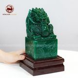 Quà Tặng Cao Cấp Ấn Rồng Ngọc Thạch Anh xanh kích thước 9x9x18cm