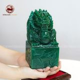 Quà Tặng Cao Cấp Ấn Rồng Ngọc Thạch Anh xanh kích thước 9x9x18cm
