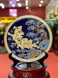 Đĩa cảnh mã đáo thành công dát vàng 24k đường kính 50cm | quà tặng cao cấp