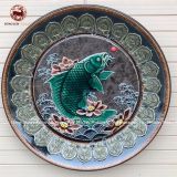 Đĩa cảnh chép hoa đắp nổi thủ công đường kính 70cm | quà tặng cao cấp