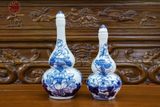 Bộ Đồ Thờ Bát Tràng dâng ban thờ thần tài thổ địa men lam vẽ kĩ 15 vật phẩm | Đồ Thờ Gốm Bát Tràng