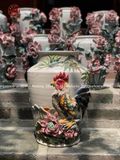 Lọ hoa họa tiết thạp gà trống kim kê đắp nổi kích thước 37cm
