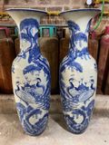 Lục Bình Bát Tràng họa tiết công danh phú quý men lam nổi 1m4 | Quà Tặng Cao Cấp lục bình gốm