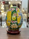Trứng phong thủy gốm Bát Tràng công danh phú quý nền vàng vẽ vàng kích thước 45cm