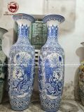 Lục Bình Bát Tràng họa tiết tứ cảnh men trắng khử kích thước 1m6 vẽ kĩ | Quà Tặng Cao Cấp lục bình gốm