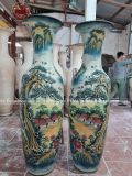 Lục Bình Bát Tràng họa tiết làng quê men màu kích thước 1m6 vẽ kĩ | Quà Tặng Cao Cấp lục bình gốm