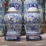 Chóe gốm sứ Bát Tràng họa tiết tứ cảnh men lam dung tích 40l