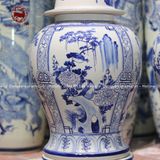 Chóe gốm sứ Bát Tràng họa tiết tứ cảnh men lam dung tích 40l