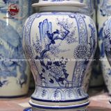 Chóe gốm sứ Bát Tràng họa tiết tứ cảnh men lam dung tích 40l