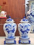 Chóe gốm sứ Bát Tràng họa tiết phúc đức men trắng dung tích 40l
