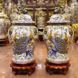 Chóe gốm sứ Bát Tràng họa tiết công danh phú quý men rạn đắp nổi dung tích 60l