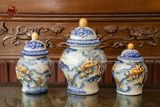 Bộ Đồ Thờ Bát Tràng họa tiết đắp nổi men rạn 20 vật phẩm | Bộ Thờ Cúng Gia Tiên Bát Tràng