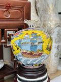 Bình Hút Tài Lộc gốm Bát Tràng túi tiền công danh phú quý men sứ vàng vẽ vàng kích thước 35cm