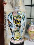 Mai bình công danh phú quý men sứ màu kích thước cao 48cm vẽ vàng 24k