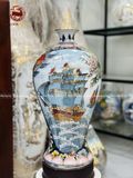 Mai bình công danh phú quý men sứ màu kích thước cao 48cm vẽ vàng 24k