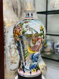 Mai bình công danh phú quý men sứ màu kích thước cao 48cm vẽ vàng 24k