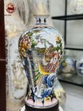 Mai bình công danh phú quý men sứ màu kích thước cao 48cm vẽ vàng 24k
