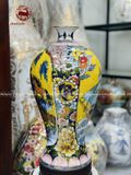 Mai bình nhị cảnh men nền vàng kích thước cao 48cm vẽ vàng 24k