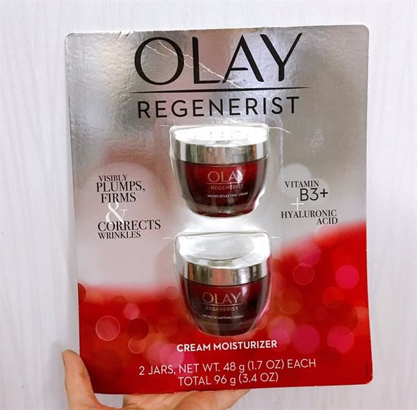 Kem Dưỡng Da OLAY Chống Lão Hóa Regenerist Cream Moisturizer Vitamin B3 + Hyaluronic acid, 2 x 48g