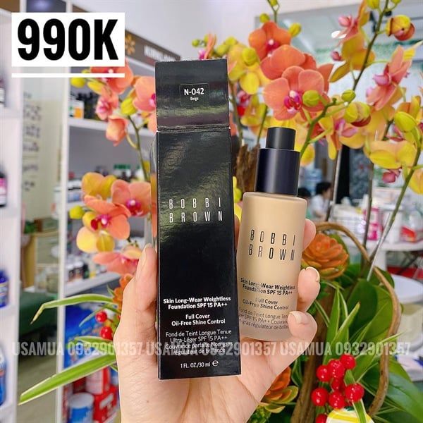 Kem Nền Kiềm Dầu BOBBI BROWN Skin Long-Wear Weightless Foudation SPF 15PA++, Full Cover Oil-Free Shine Control, 30ml