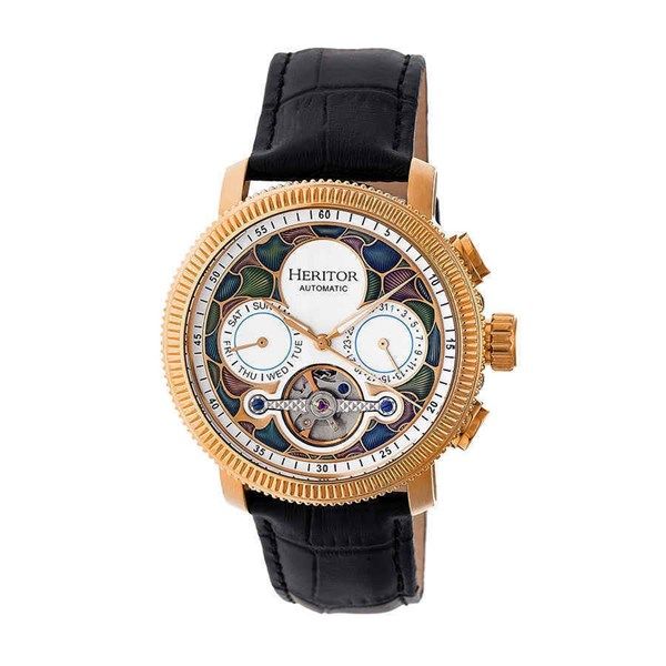 Đồng Hồ Nam HERITOR Automatic Aura Semi Skeleton Leather, Size 44mm