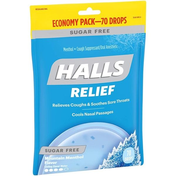 Kẹo HALLS Relief Mountain Menthol Flavor, Sugar Free, 70 Viên