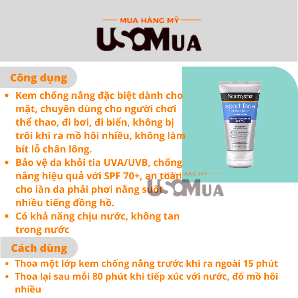 Kem Chống Nắng NEUTROGENA Sport Face Oil-Free