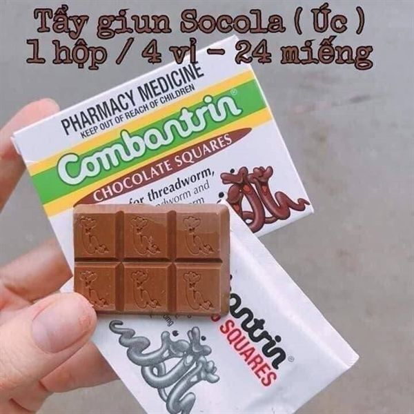 Socola Tẩy Giun PHARMACY MEDICINE Úc Combantrin Pyrantel Chocolate Squares