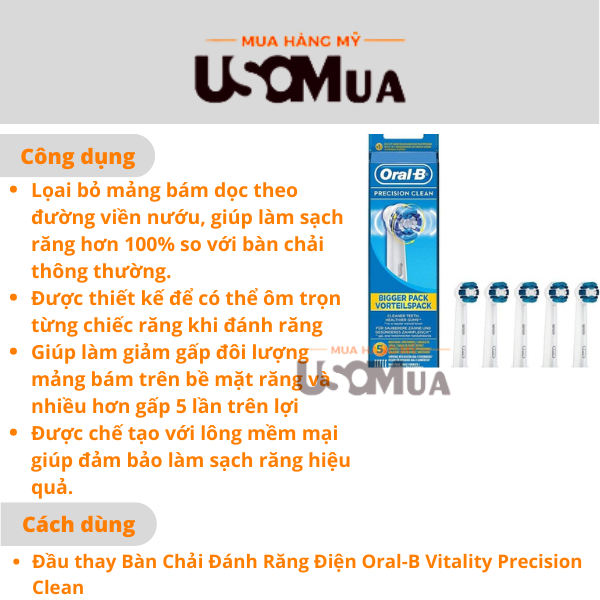 Đầu Bàn Chải Braun ORAL-B Precision Clean, 5 Value Pack