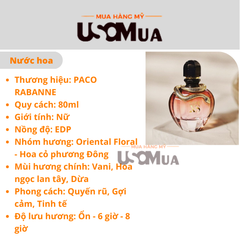 Nước Hoa Nữ Pure XS Paco Rabanne, Eau de Parfum, 80 ml