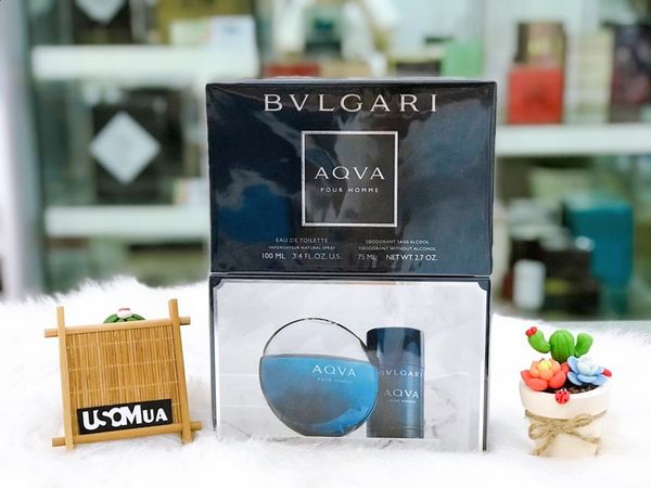 Set Nước Hoa Nam BVLGARI Aqva Pour Homme EDT + Lăn Khử Mùi, 100ml + 75ml